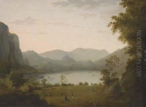 Figures Conversing In A Lake Landscape