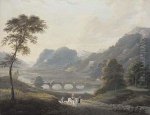 Travellers On A Track In A River Landscape Travellers On A Track In A River Landscape
