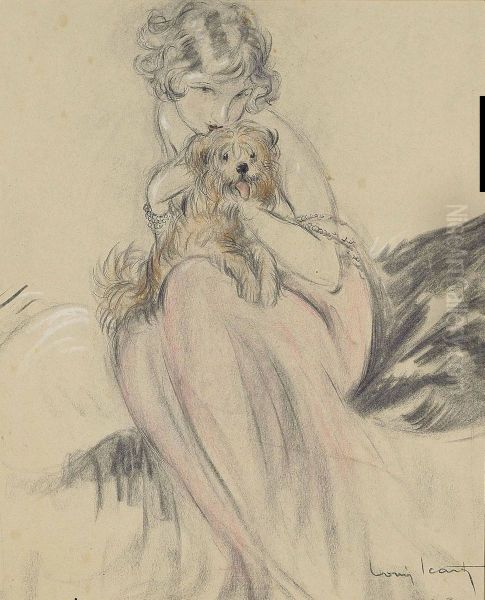 Girl With Terrier - view 1