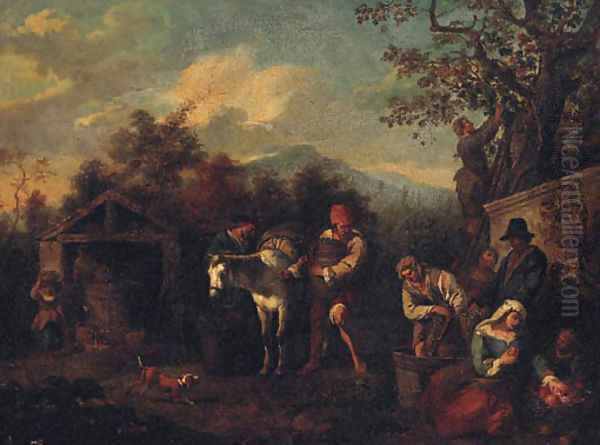 Peasants harvesting grapes - view 1