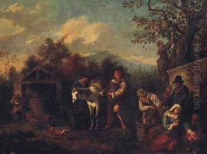 Peasants harvesting grapes by Paolo Monaldi