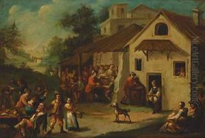 Peasants outside a tavern by Paolo Monaldi