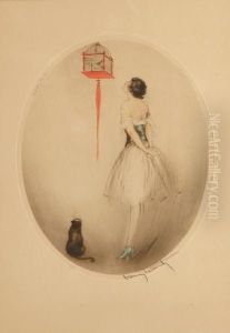 Red Cage by Louis Icart