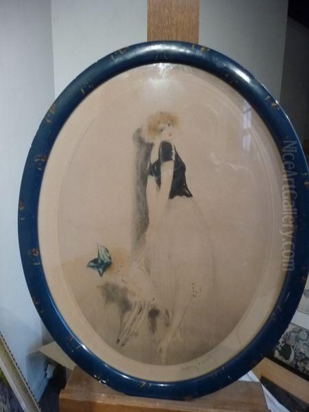 Femme Et Fillette Au Noeud Bleu - view 1