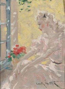 Jeune Femme Au Bouquet by Louis Icart
