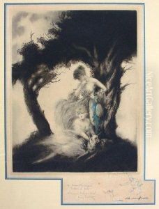 Deux Femmes Au Tambourin by Louis Icart