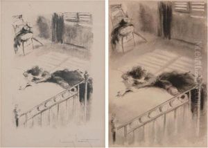 Vrouw Aan De Rand Van Hetbed by Louis Icart
