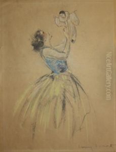 Study Of A Woman Playing With Achild. Study Of A Woman Playing With Achild.
