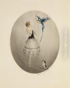 Blue Parrot by Louis Icart