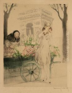 Flower Seller, Marchande De Fleurs by Louis Icart