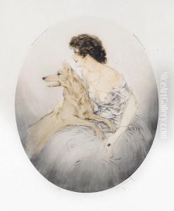Lady With A Dog by Louis Icart