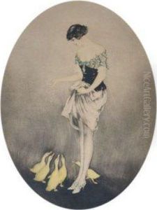 Cage Ouverte Et Le Gouter. by Louis Icart