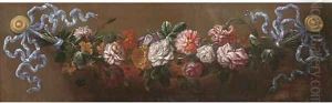 A swag of roses by Jean-Baptiste Monnoyer