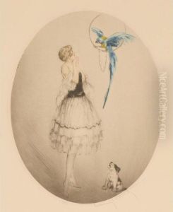 Blue Parrot by Louis Icart