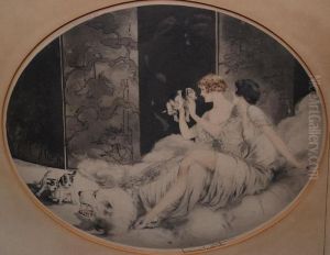 Ladies W/ Puppies by Louis Icart