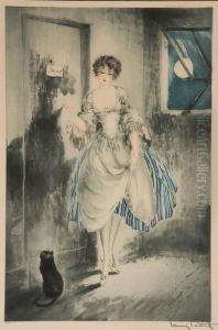 Pierrette, Au Clair De La Lune by Louis Icart