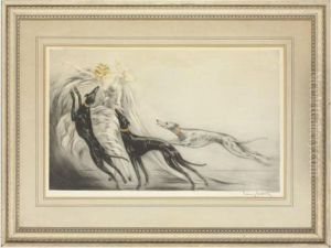 Coursing Ii; And Four Companion Prints by Louis Icart