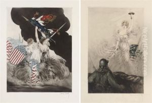 'l'amerique Et Moi Aussi' (miss Liberty) by Louis Icart