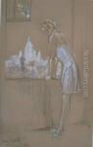 Girl By Window by Louis Icart