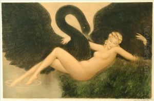 Leda And The Swan by Louis Icart