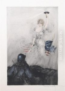 Lady Liberty In The Trenches by Louis Icart