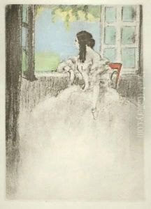 Faraway Gaze From La Dame Aux Camelias by Louis Icart