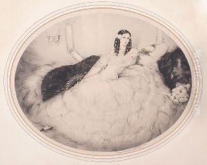 Black Fan by Louis Icart