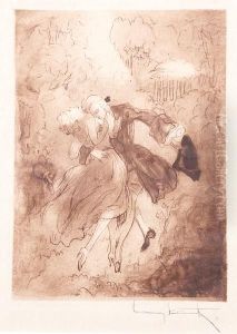 Garden Kiss From La Nuit Et Le Moment Byclaude Prosper Jolyot De Crebillon by Louis Icart