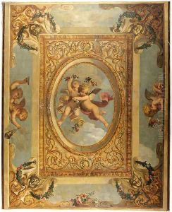 A trompe l'oeil ceiling painting with putti disporting by Daniel the Elder Marot