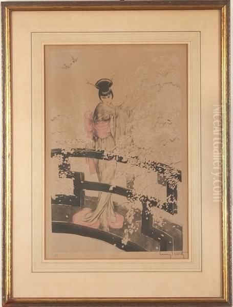 Geisha On Bridge - view 1