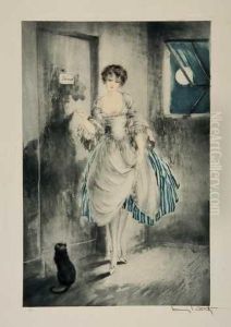 Pierette, Au Clair De La Lune by Louis Icart