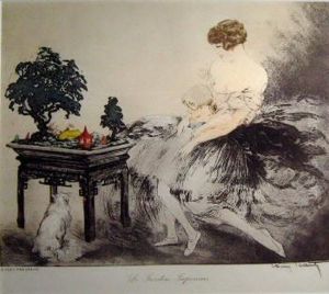 'jardin Japonais', Etching,
Signed By The The Artist, Published In 1936, In A French Art Magazine,
21cm X 26cm, Framed by Louis Icart