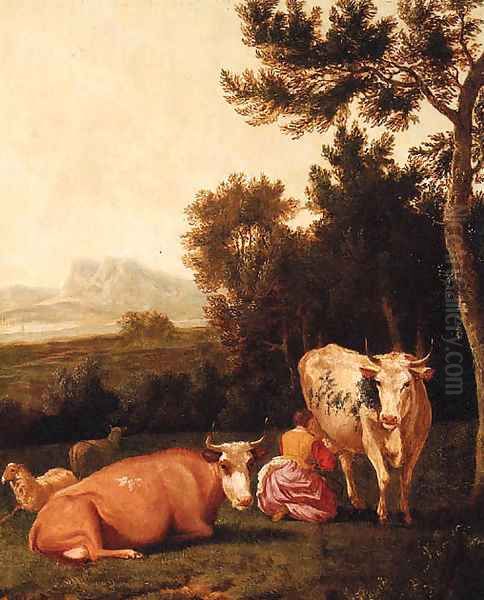 A milkmaid in a landscape - view 1