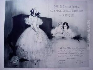. Certificat De Reception A La 
Societe Des Auteurs, Compositeurs Et Editeurs De Musique. [elegantes 
Donnant Un Recital]. 1934 by Louis Icart