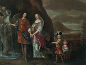 A gentleman and his wife as Rebecca and Eliezer at the well