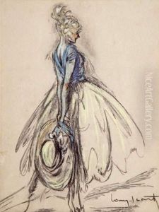 Elegante Tenant Un Chapeau by Louis Icart