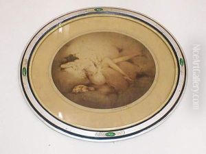 Jeunefille A La Cigarette Et Au Chien En Deshabille Dans Une Poselascive by Louis Icart
