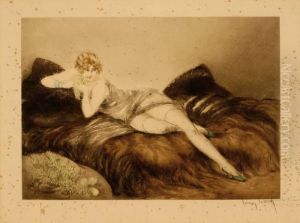 Lady Reclining On A Sofa by Louis Icart