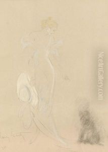 La Jeune Femme Et Le Chien. by Louis Icart