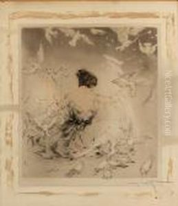 Lady With Doves by Louis Icart