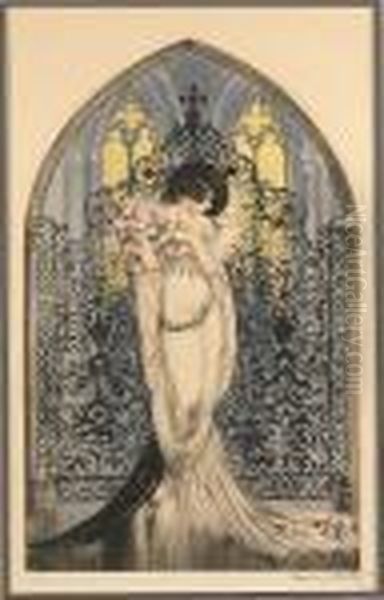 Lady Before A Stained Glass Window - view 1