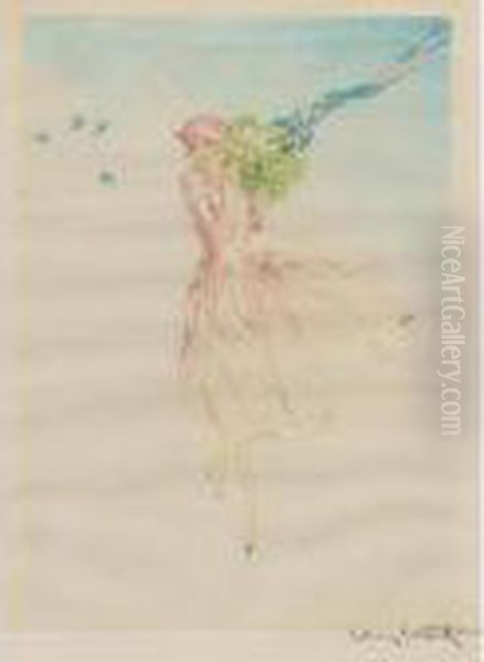 Girl In A Pink Dress Holding Flowers - view 1