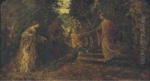 The peacock by Adolphe Joseph Thomas Monticelli