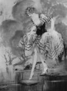 Young Woman Crossing A River by Louis Icart