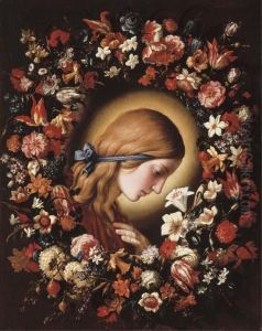 The Virgin Annunciate Surrounded By A Garland Of Flowers