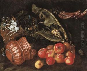 Turnips In A Basket With Cauliflower by Giovanni Battista Salvi