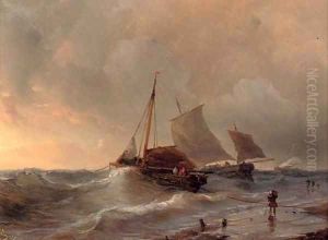 A choppy surf at sunset by Louis Meijer