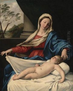 The Madonna Adoring The Sleeping Child by Giovanni Battista Salvi