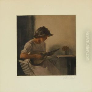 Playing The Mandolin by Peder Vilhelm Ilsted