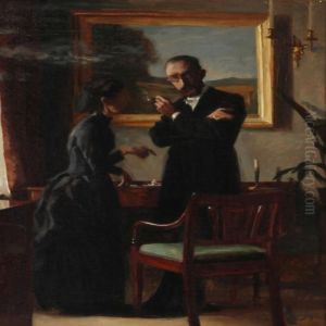 Interior With A Couple by Peder Vilhelm Ilsted